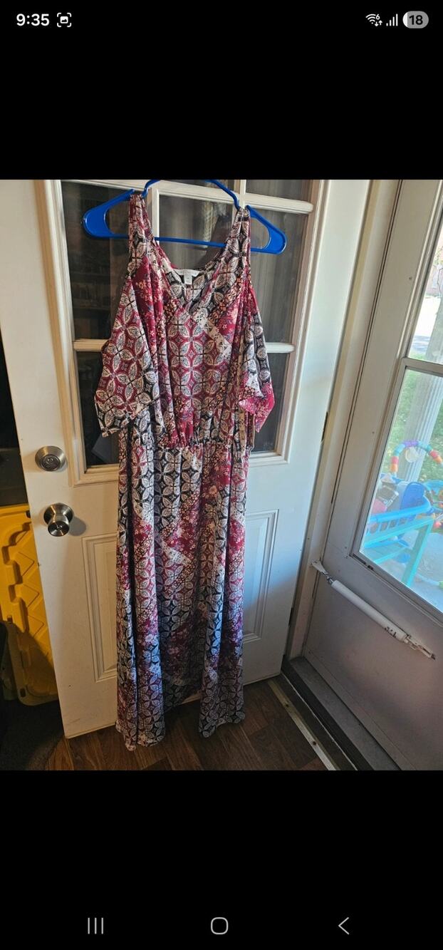 NWT Boutique + JCPenney Cold Shoulder Boho Tile Print Maxi Dress 2X
